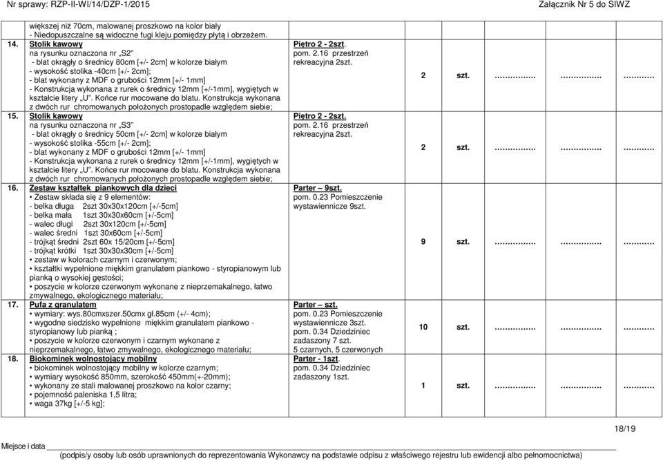 wykonana z rurek o średnicy 12mm [+/-1mm], wygiętych w kształcie litery U. Końce rur mocowane do blatu. Konstrukcja wykonana z dwóch rur chromowanych położonych prostopadle względem siebie; 15.