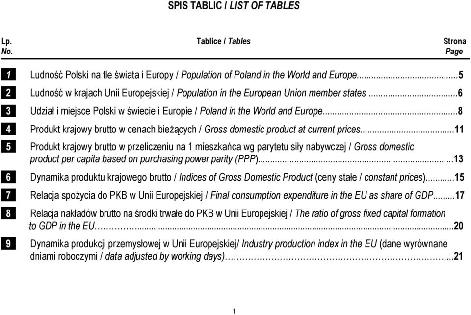 ..8 4 Produkt krajowy brutto w cenach bieŝących / Gross domestic product at current prices.