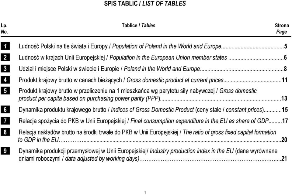 ..8 4 Produkt krajowy brutto w cenach bieŝących / Gross domestic product at current prices.