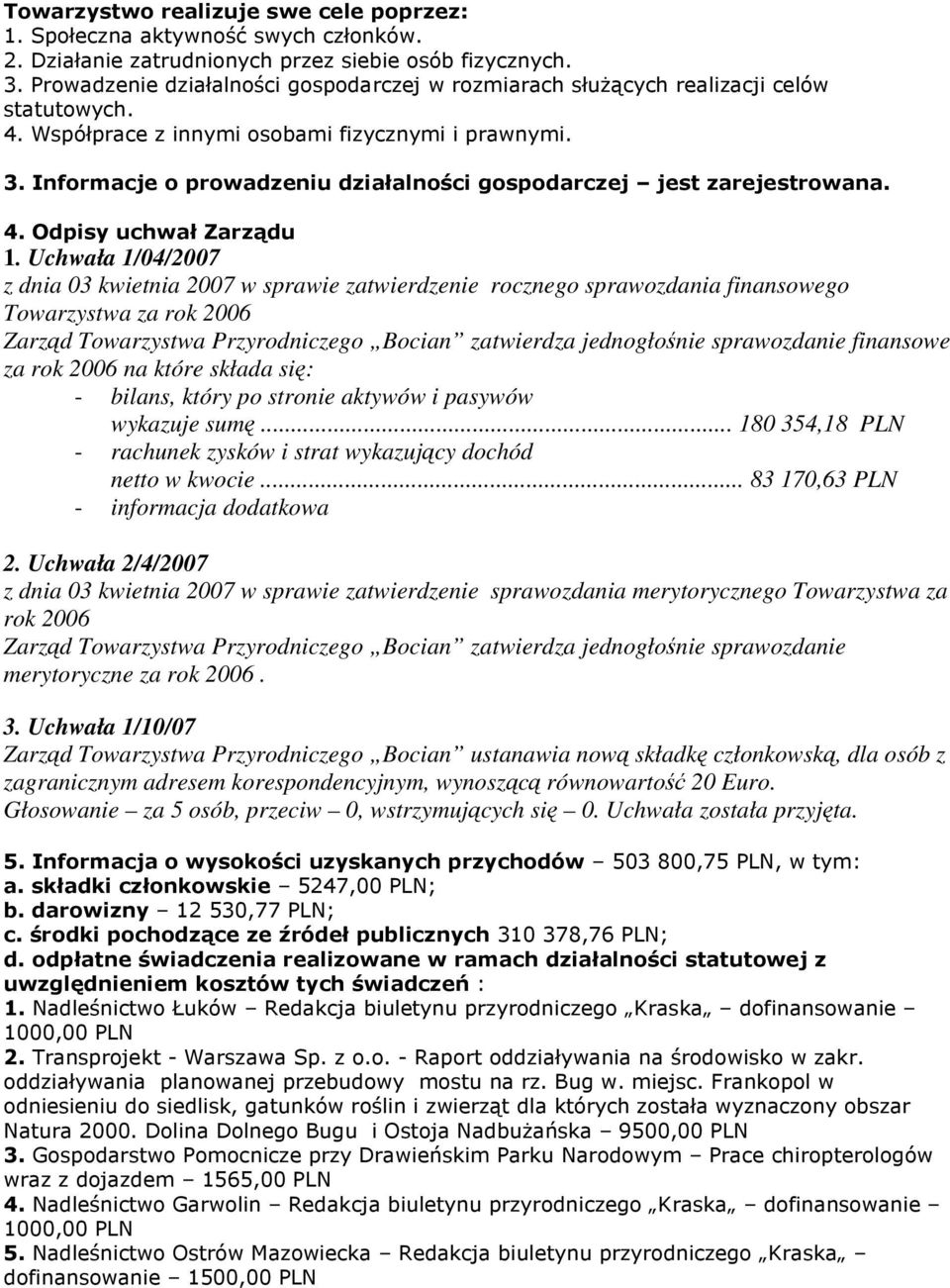 Informacje o prowadzeniu działalności gospodarczej jest zarejestrowana. 4. Odpisy uchwał Zarządu 1.