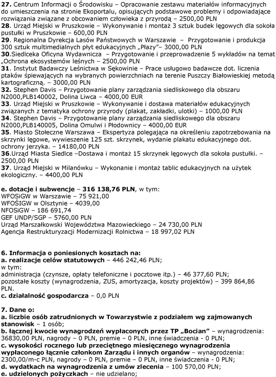 Regionalna Dyrekcja Lasów Państwowych w Warszawie Przygotowanie i produkcja 300 sztuk multimedialnych płyt edukacyjnych Płazy 3000,00 PLN 30.