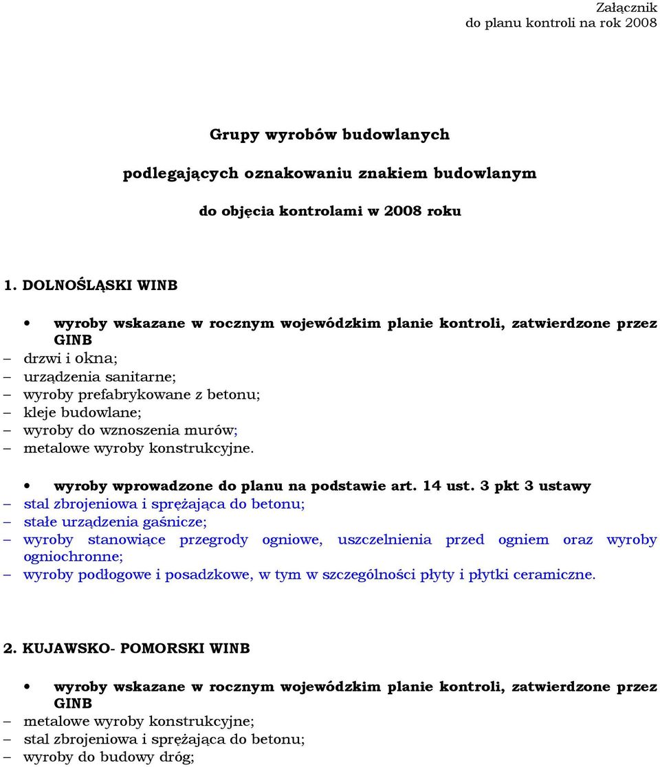 DOLNOŚLĄSKI WINB urządzenia sanitarne; kleje budowlane; wyroby do wznoszenia murów;