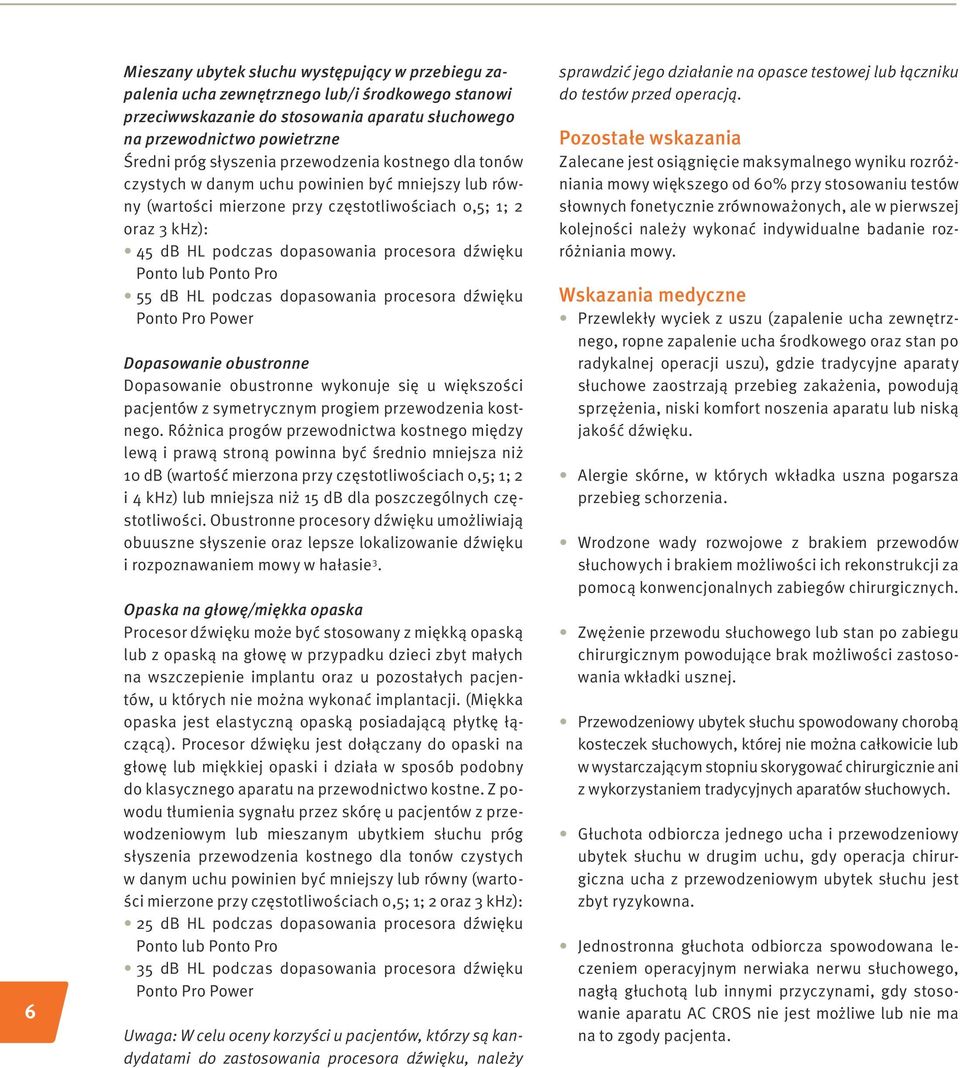 dźwięku Ponto lub Ponto Pro 55 db HL podczas dopasowania procesora dźwięku Ponto Pro Power Dopasowanie obustronne Dopasowanie obustronne wykonuje się u większości pacjentów z symetrycznym progiem