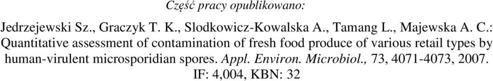 : Quantitative assessment of contamination of fresh food produce of various