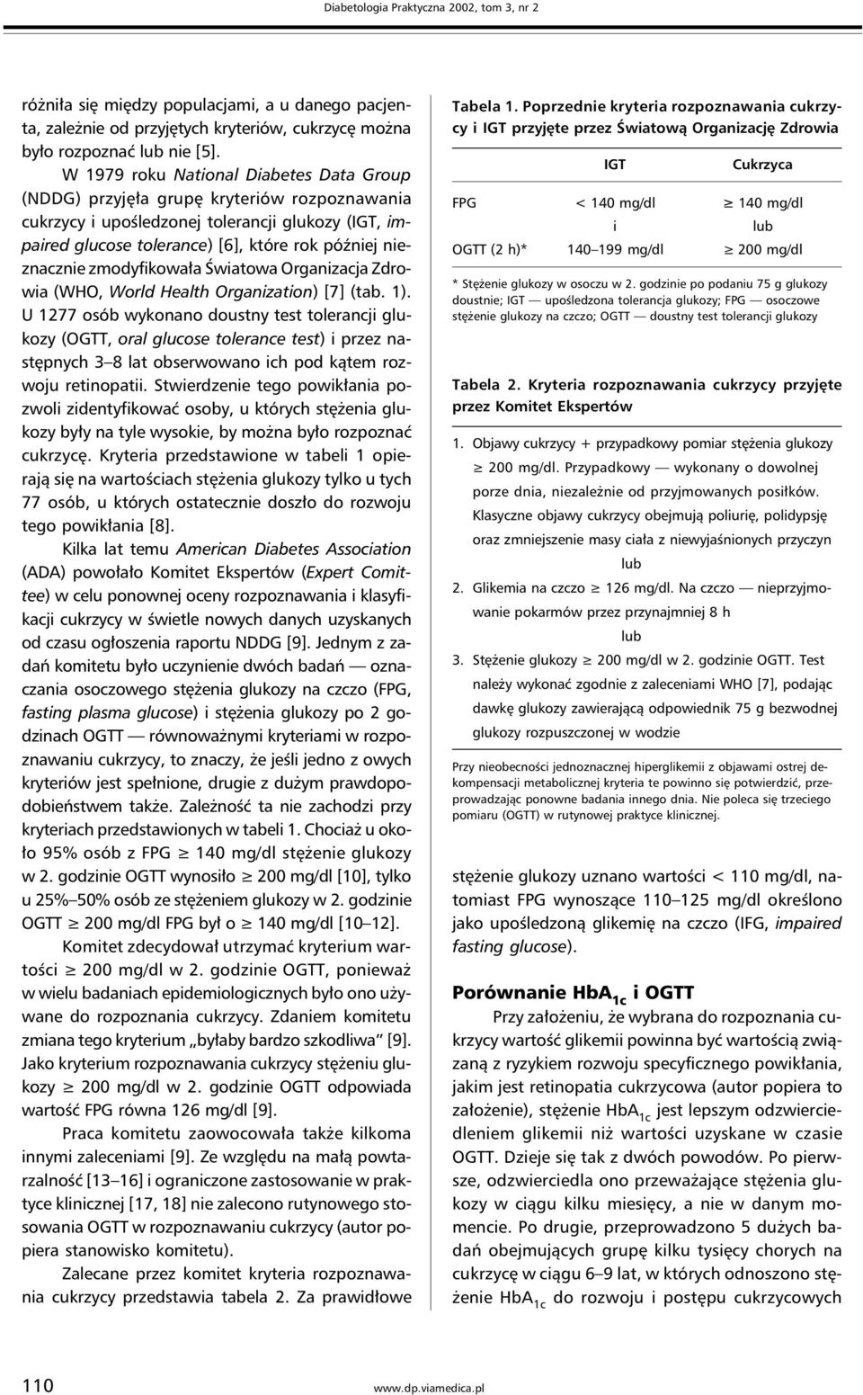 zmodyfikowała Światowa Organizacja Zdrowia (WHO, World Health Organization) [7] (tab. 1).