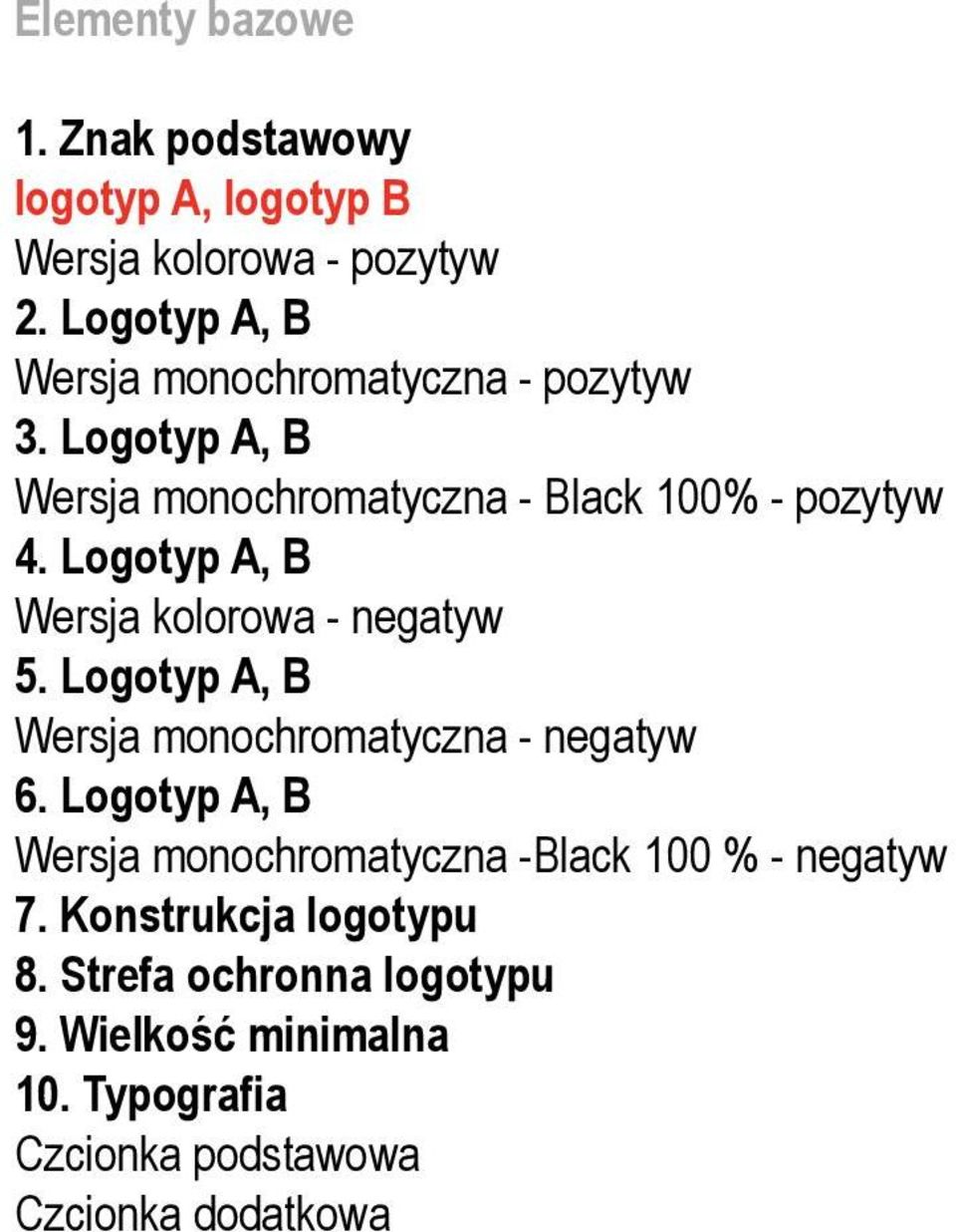 Logotyp, B Wersja kolorowa - negatyw 5. Logotyp, B Wersja monochromatyczna - negatyw 6.