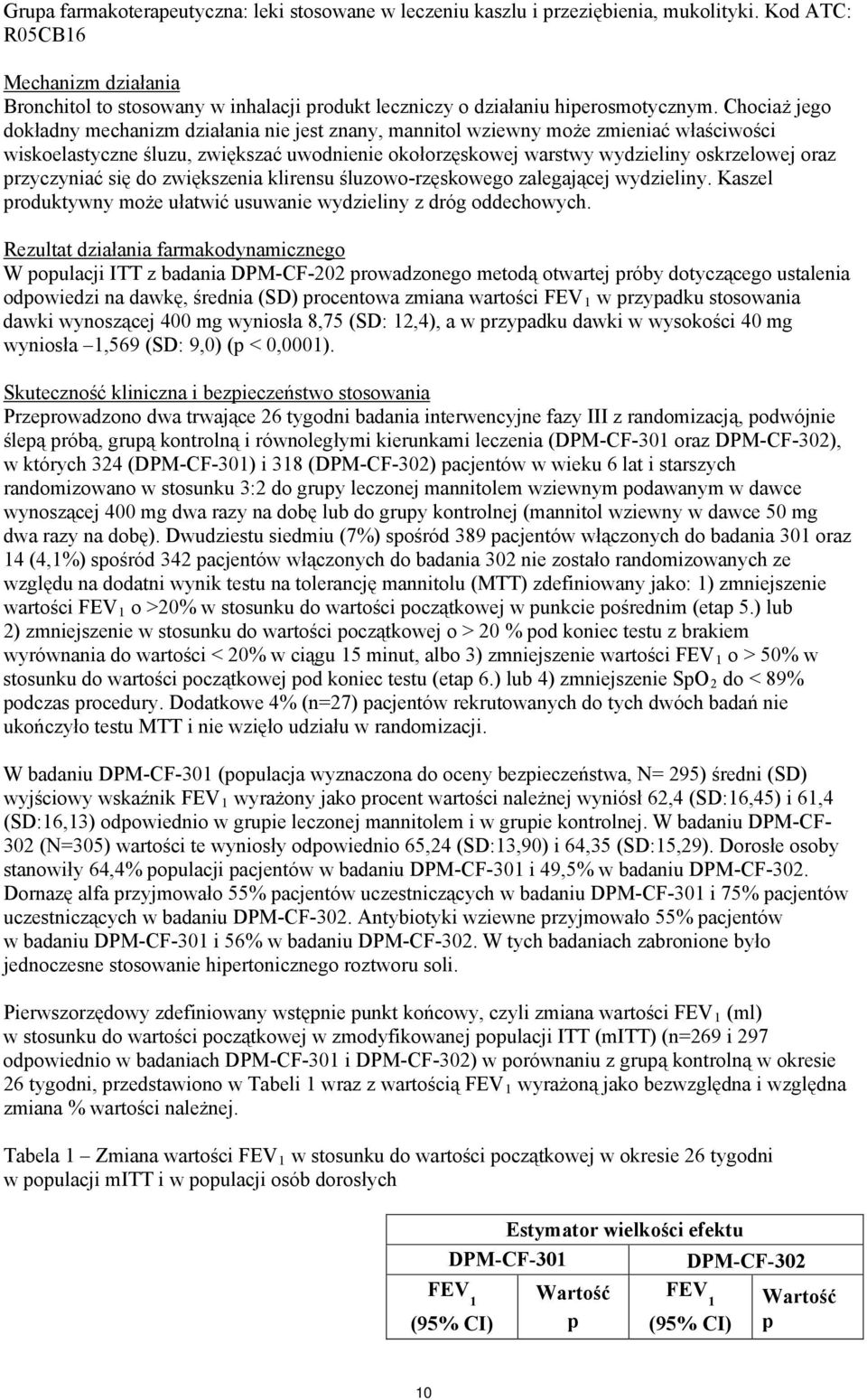 Chociaż jego dokładny mechanizm działania nie jest znany, mannitol wziewny może zmieniać właściwości wiskoelastyczne śluzu, zwiększać uwodnienie okołorzęskowej warstwy wydzieliny oskrzelowej oraz
