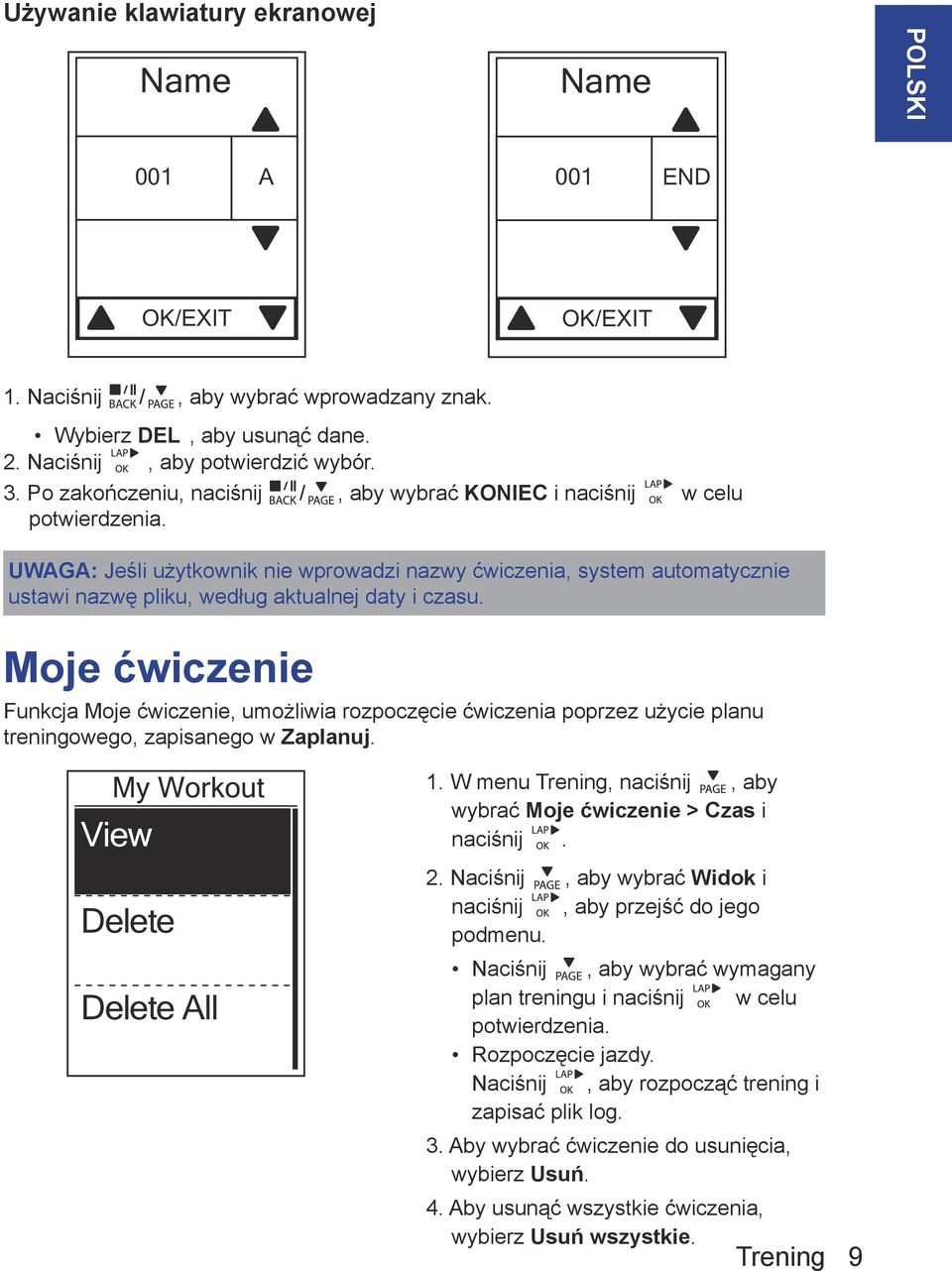 UWAGA: Jeśli użytkownik nie wprowadzi nazwy ćwiczenia, system automatycznie ustawi nazwę pliku, według aktualnej daty i czasu.