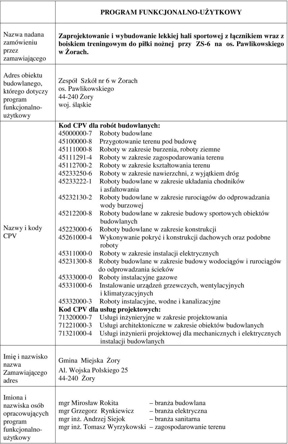 Pawlikowskiego w Żorach. Zespół Szkół nr 6 w Żorach os. Pawlikowskiego 44-240 Żory woj.