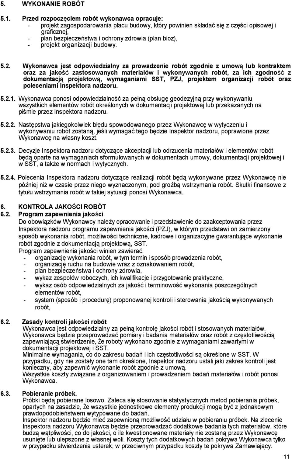 projekt organizacji budowy. 5.2.