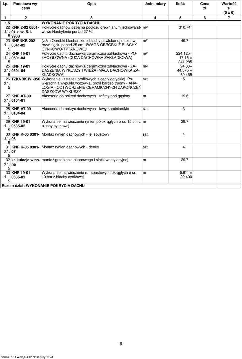 w rozwinięciu ponad cm UWAGA OBRÓBKI Z BLACHY CYNKOWO-TYTANOWEJ Pokrycie dachu dachówką ceramiczną zakładkową - PO- ŁAĆ GŁÓWNA (DUŻA DACHÓWKA ZAKŁADKOWA) Pokrycie dachu dachówką ceramiczną zakładkową