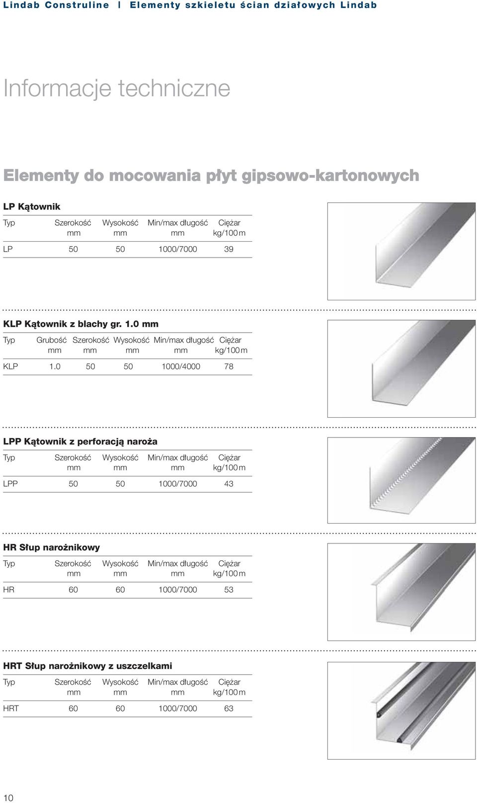 0 50 50 1000/4000 78 LPP Kàtownik z perforacjà naro a LPP 50 50 1000/7000 43 HR S up