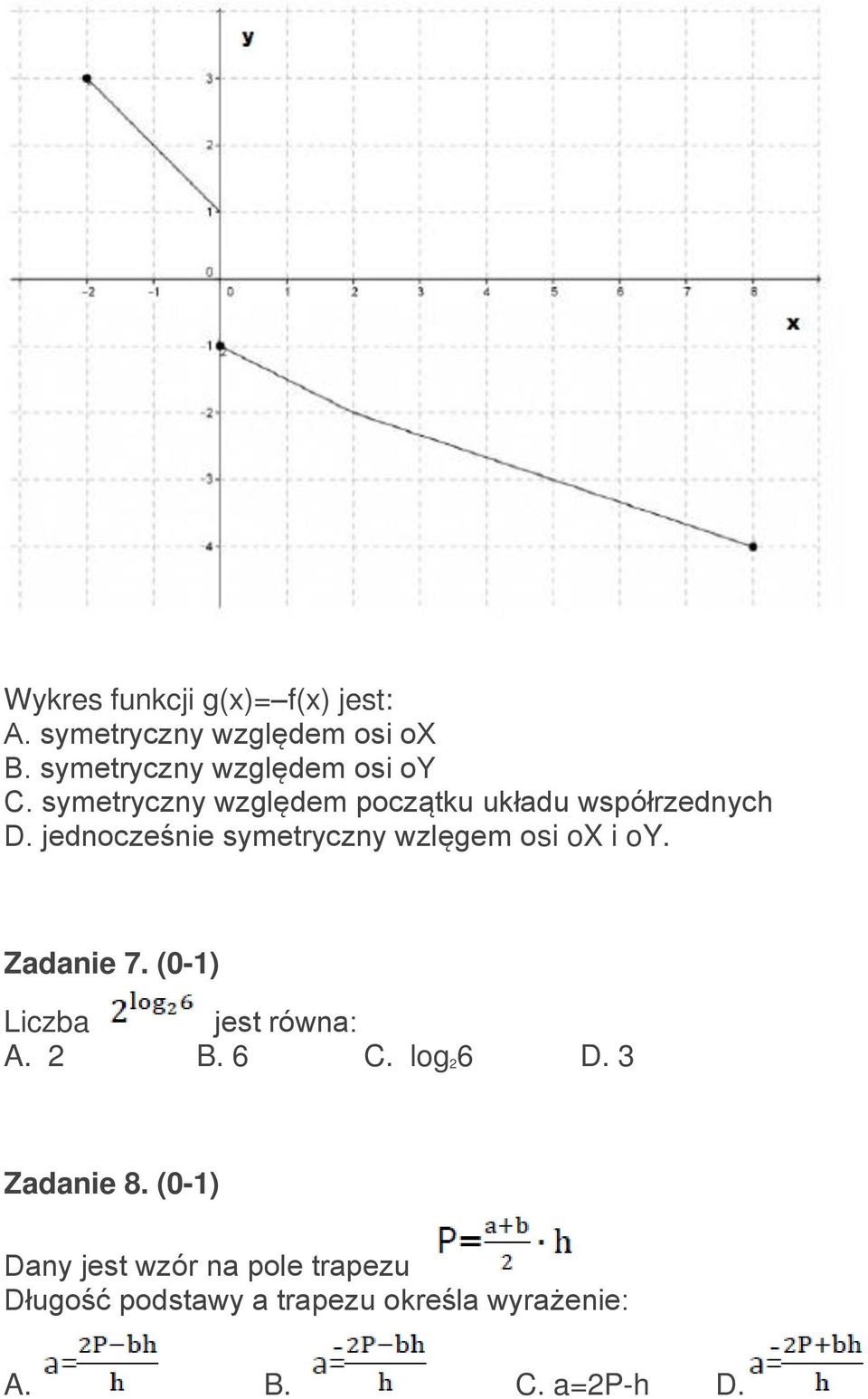 jednocześnie symetryczny wzlęgem osi ox i oy. Zadanie 7. (0-1) Liczba jest równa: A. 2 B.