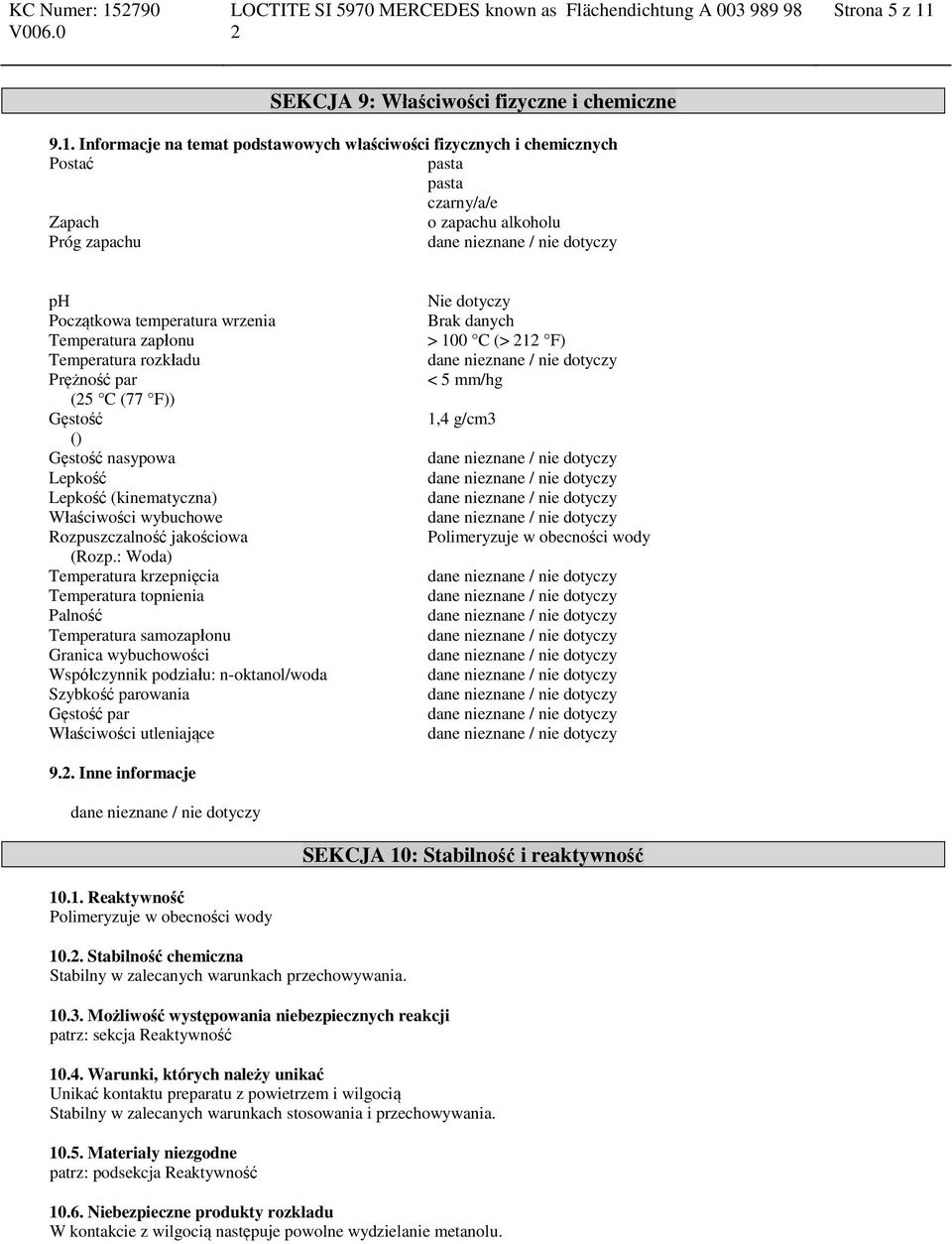 SEKCJA 9: Właściwości fizyczne i chemiczne 9.1.