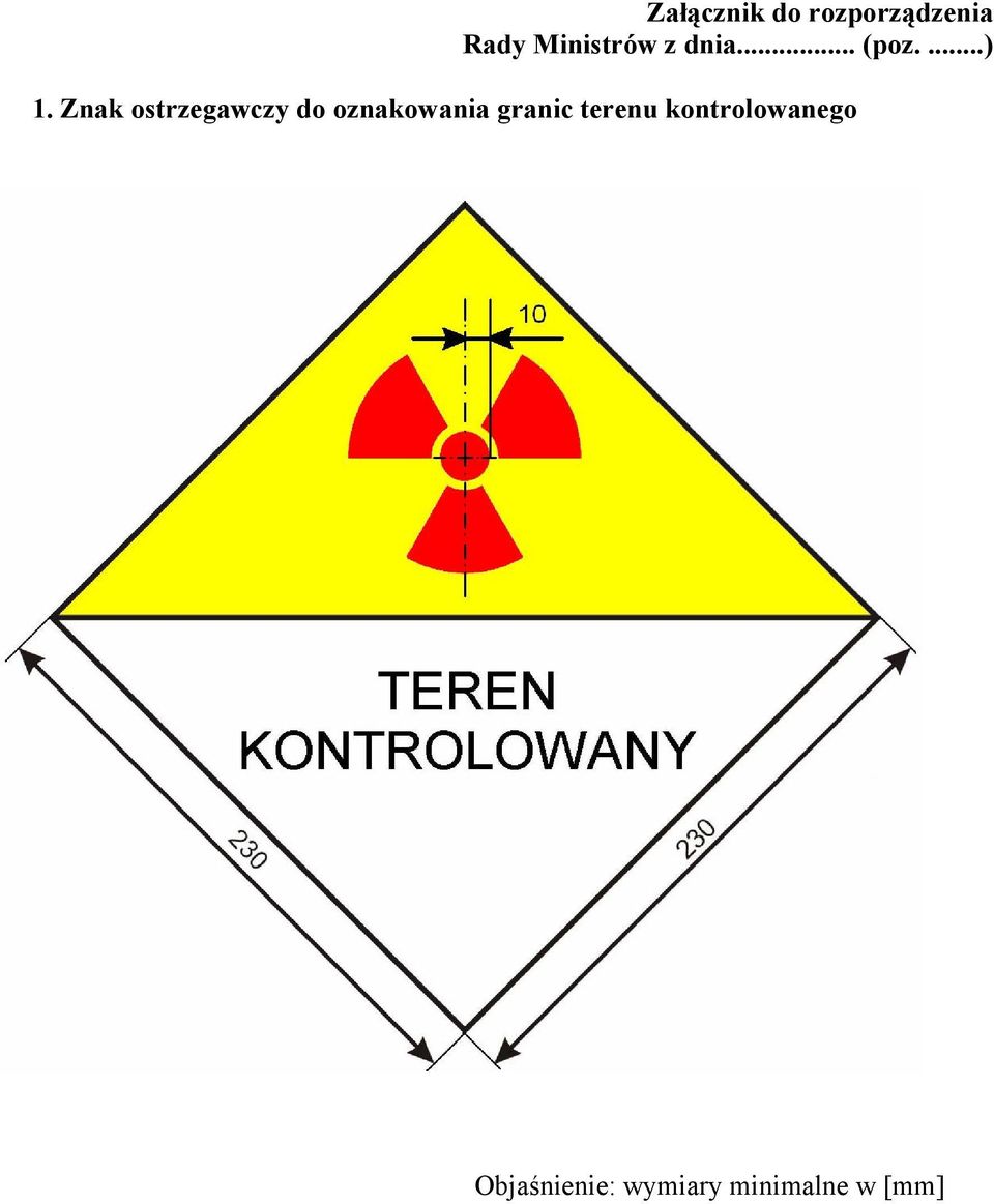 Znak ostrzegawczy do oznakowania granic