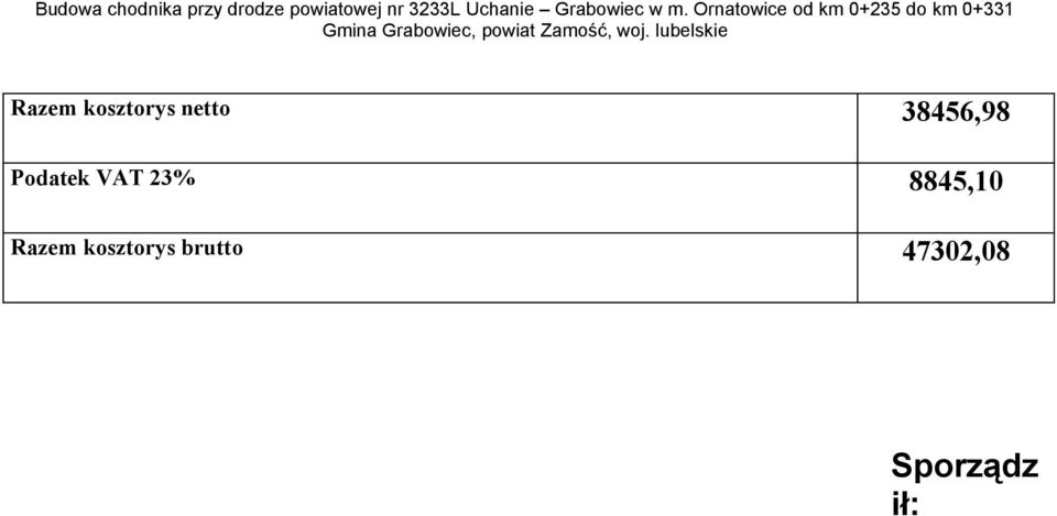 8845,10 Razem kosztorys