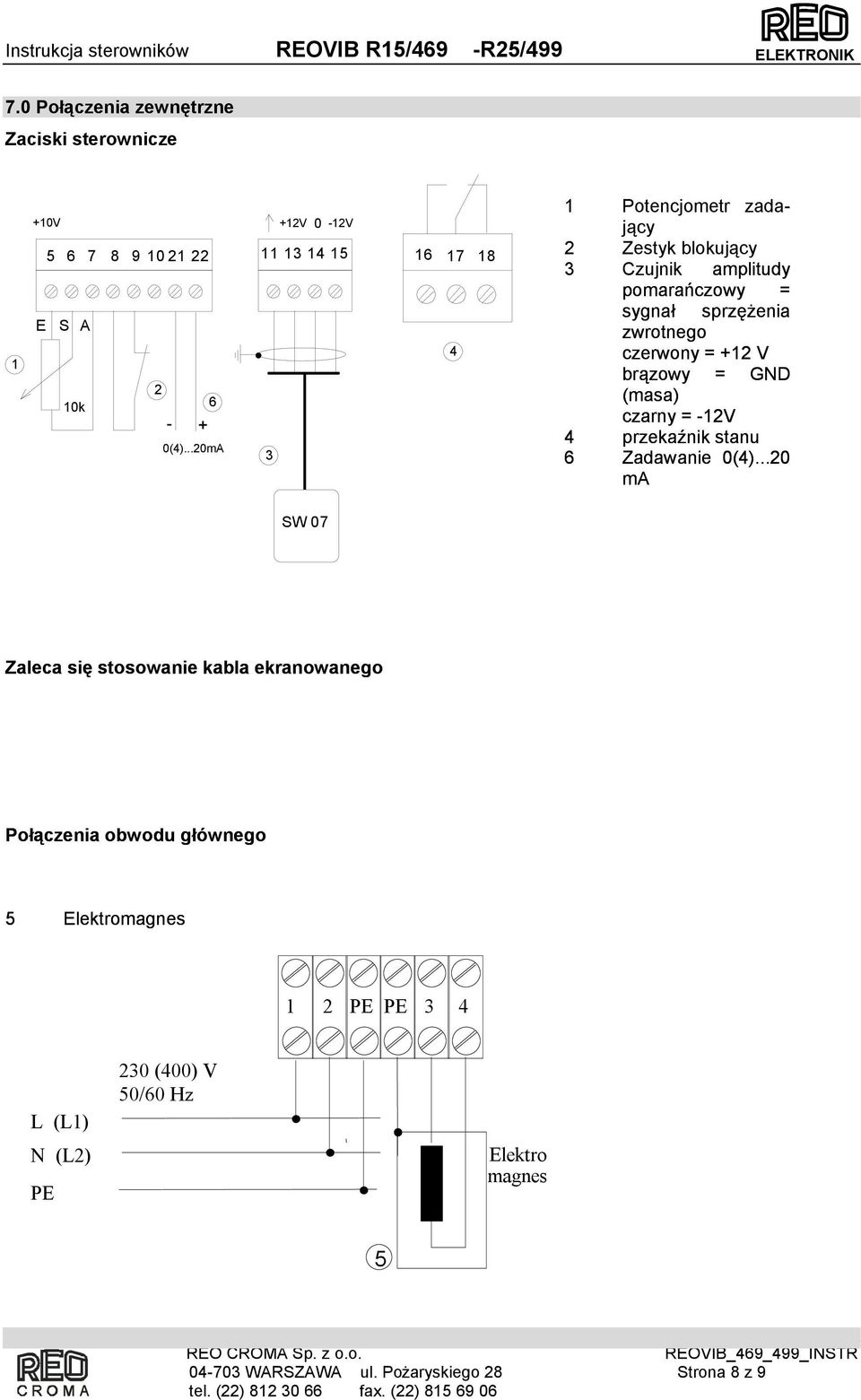 brązowy = GND (masa) czarny = -12V 4 przekaźnik stanu 6 Zadawanie 0(4).