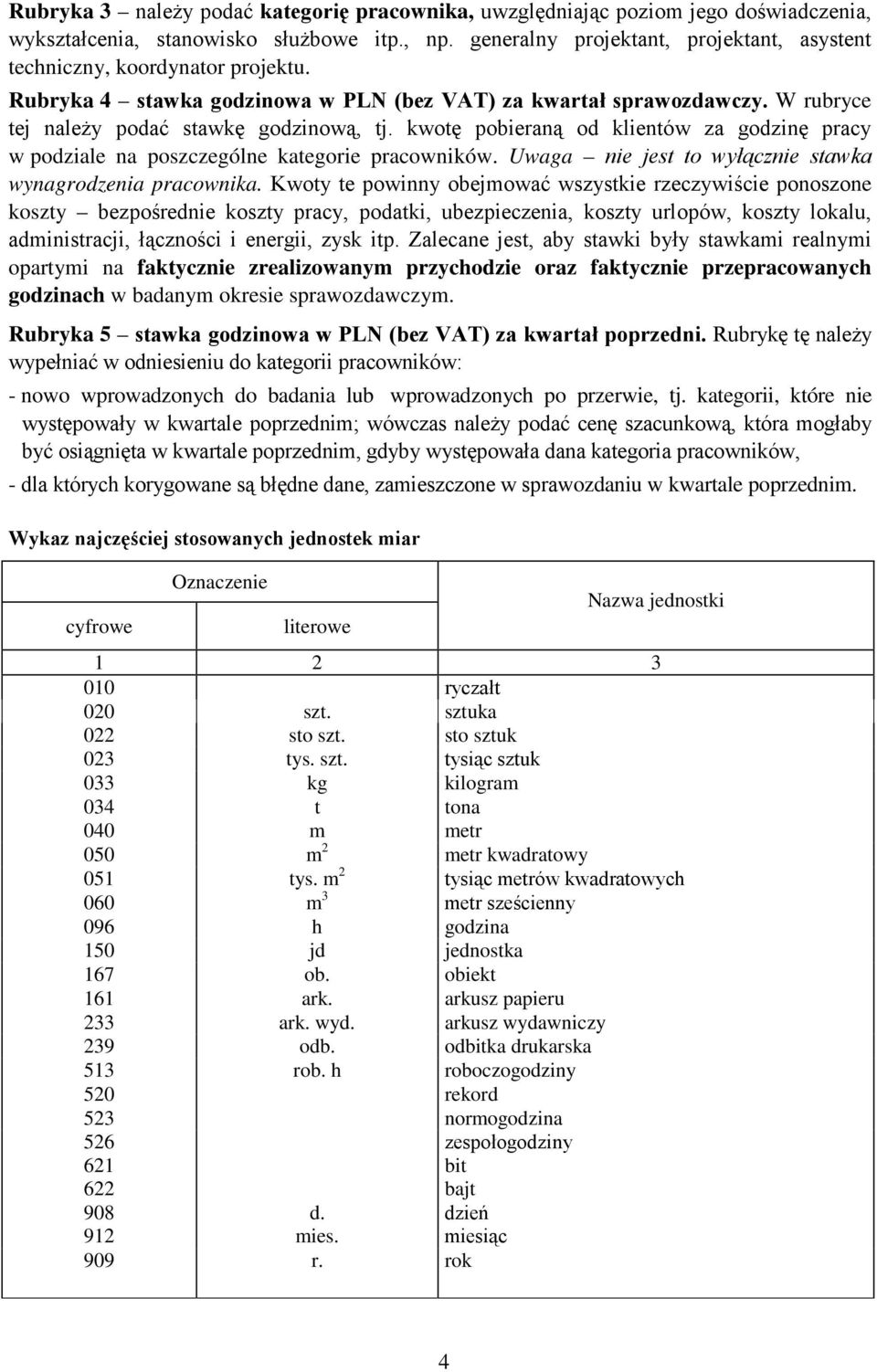 kwotę pobieraną od klientów za godzinę pracy w podziale na poszczególne kategorie pracowników. Uwaga nie jest to wyłącznie stawka wynagrodzenia pracownika.