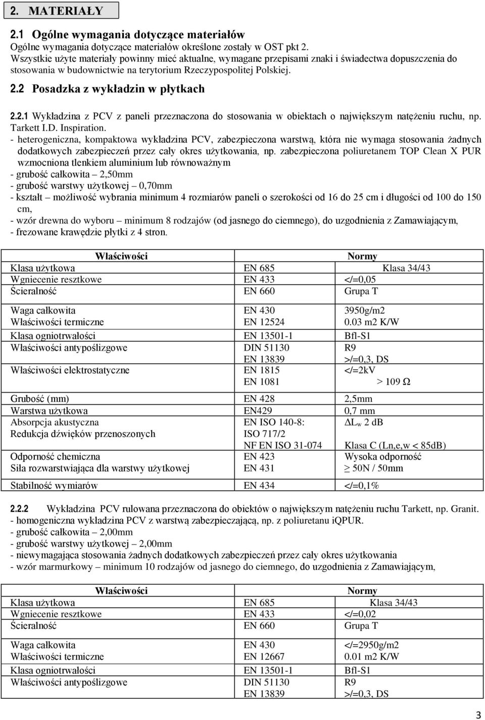 2 Posadzka z wykładzin w płytkach 2.2.1 Wykładzina z PCV z paneli przeznaczona do stosowania w obiektach o największym natężeniu ruchu, np. Tarkett I.D. Inspiration.