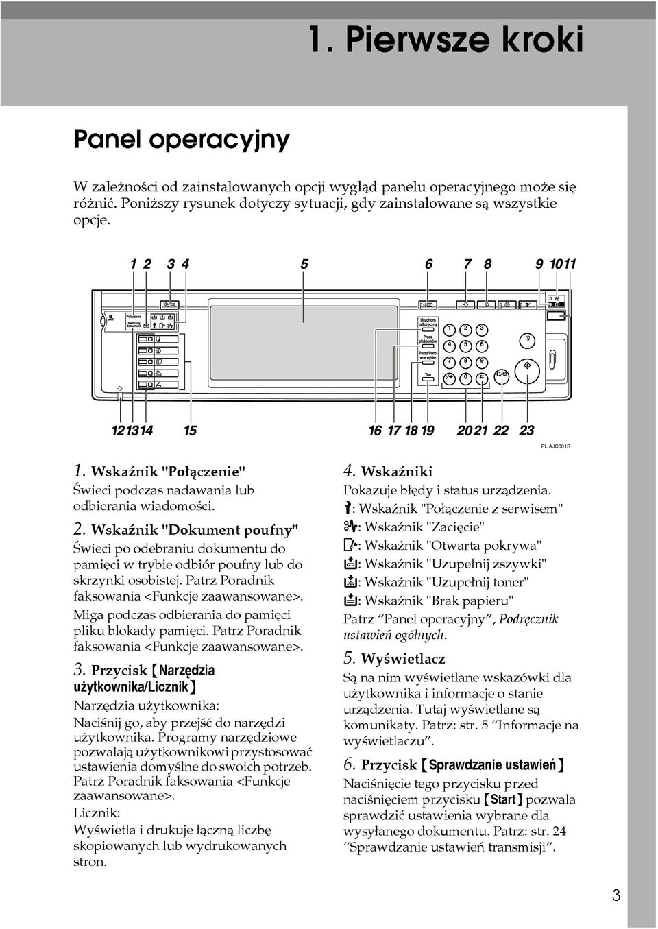 Wskaänik "Dokument poufny" Ãwieci po odebraniu dokumentu do pamiêci w trybie odbiór poufny lub do skrzynki osobistej. Patrz Poradnik faksowania <Funkcje zaawansowane>.