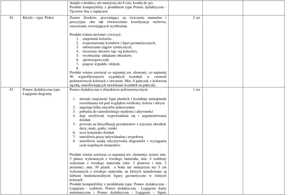 Pomoc dydaktyczna typu Logigram diagramy Produkt winien utrwalać i ćwiczyć: 1. znajomość kolorów, 2. rozpoznawanie kształtów i figur geometrycznych, 3. odtwarzanie ciągów rytmicznych, 4.
