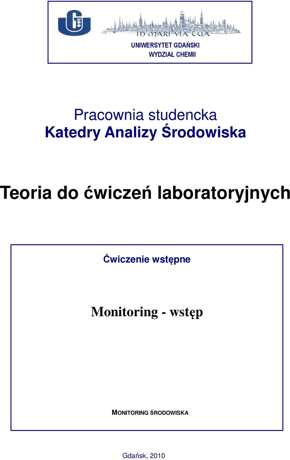 ćwiczeń laboratoryjnych Ćwiczenie wstępne