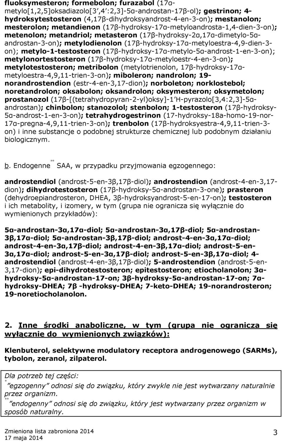 (17β-hydroksy-17α-metyloestra-4,9-dien-3- on); metylo-1-testosteron (17β-hydroksy-17α-metylo-5α-androst-1-en-3-on); metylonortestosteron (17β-hydroksy-17α-metyloestr-4-en-3-on); metylotestosteron;