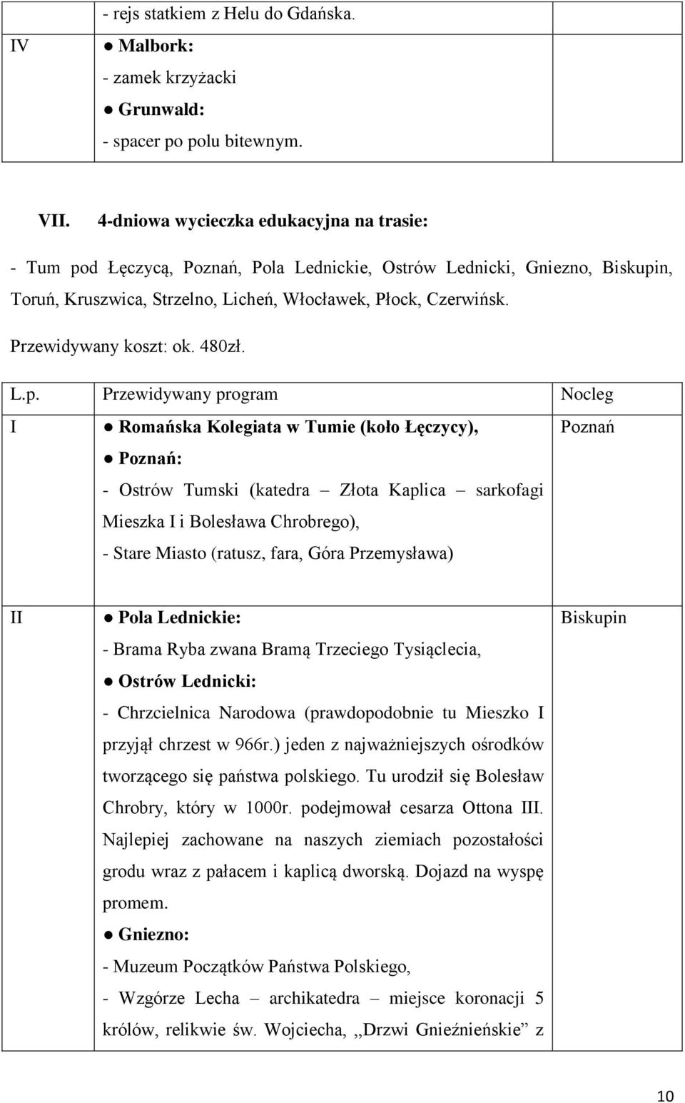 Przewidywany koszt: ok. 480zł. L.p.