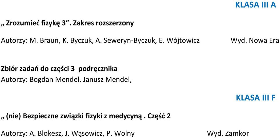 Nowa Era Zbiór zadań do części 3 podręcznika Autorzy: Bogdan Mendel, Janusz