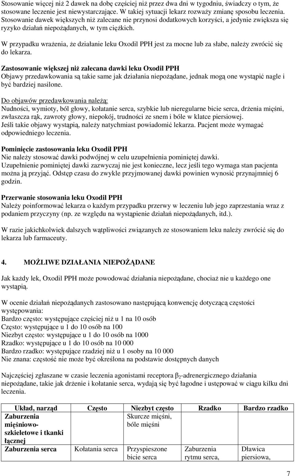 W przypadku wrażenia, że działanie leku Oxodil PPH jest za mocne lub za słabe, należy zwrócić się do lekarza.