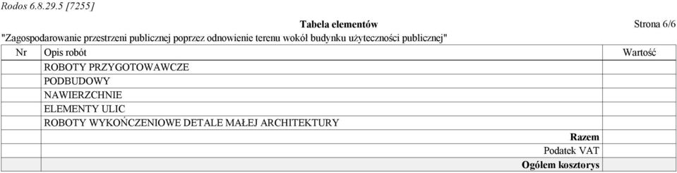 NAWIERZCHNIE ELEMENTY ULIC ROBOTY WYKOŃCZENIOWE