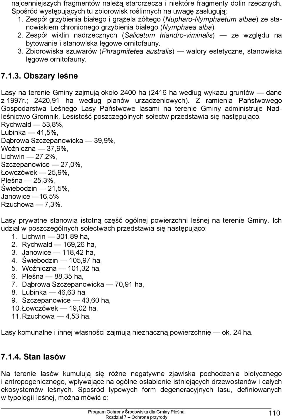 Zespół wiklin nadrzecznych (Salicetum triandro-viminalis) ze względu na bytowanie i stanowiska lęgowe ornitofauny. 3.