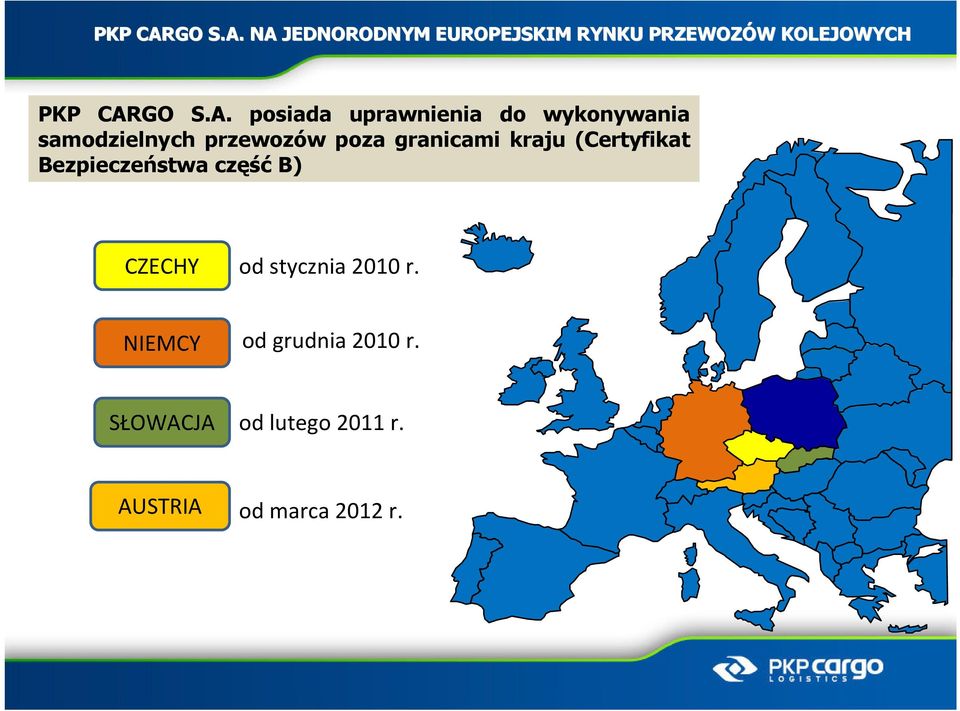 kraju (Certyfikat Bezpieczeństwa część B) CZECHY od stycznia 2010 r.