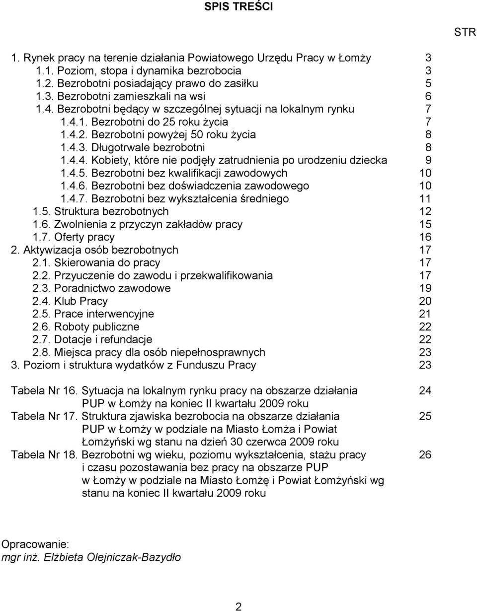 Długotrwale bezrobotni 1.4.4. Kobiety, które nie podjęły zatrudnienia po urodzeniu dziecka 1.4.5. Bezrobotni bez kwalifikacji zawodowych 1.4.6. Bezrobotni bez doświadczenia zawodowego 1.4.7.