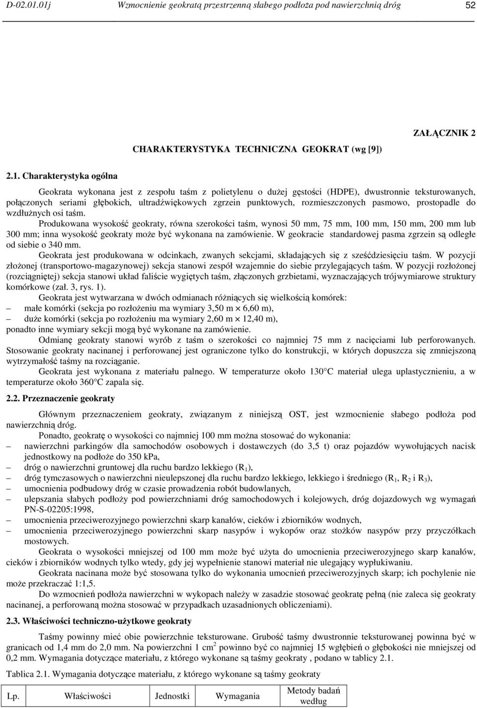 taśm z polietylenu o dużej gęstości (HDPE), dwustronnie teksturowanych, połączonych seriami głębokich, ultradźwiękowych zgrzein punktowych, rozmieszczonych pasmowo, prostopadle do wzdłużnych osi taśm.