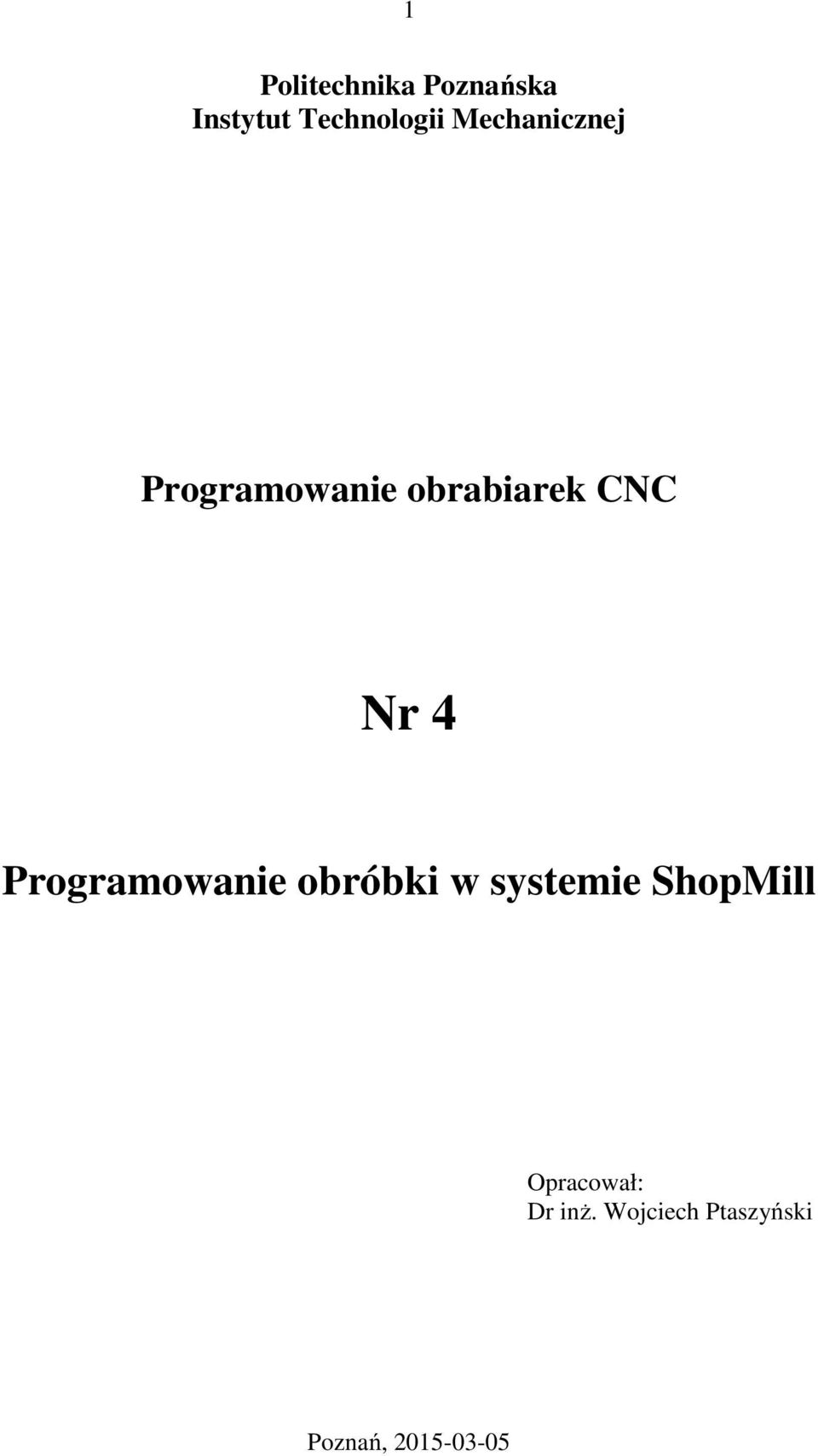 Programowanie obróbki w systemie ShopMill