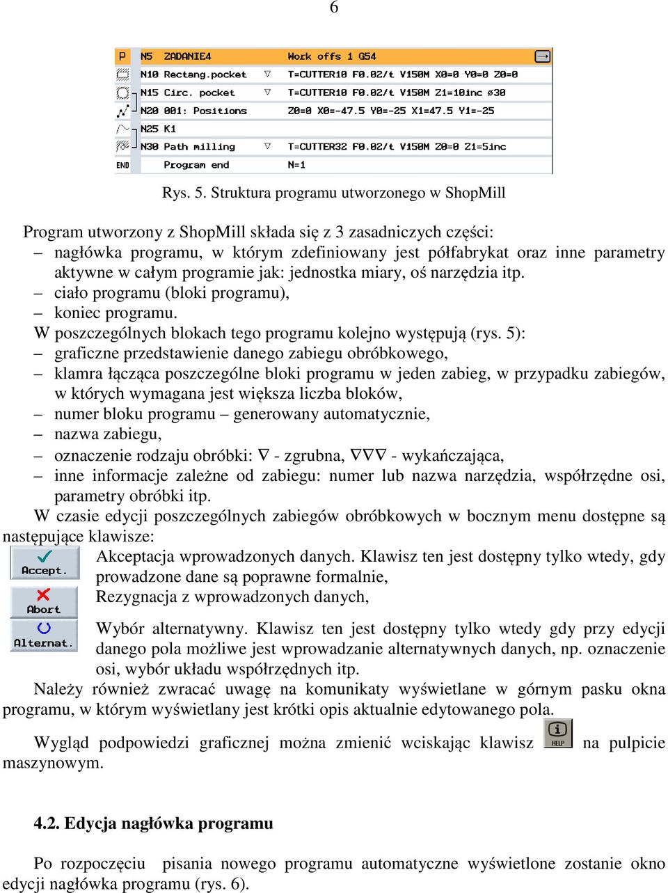 całym programie jak: jednostka miary, oś narzędzia itp. ciało programu (bloki programu), koniec programu. W poszczególnych blokach tego programu kolejno występują (rys.