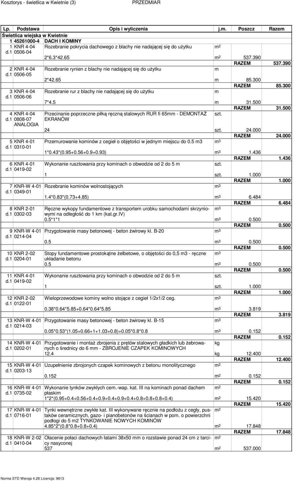 1 0122-01 13 KNR-W 4-01 d.1 0214-03 14 KNR-W 4-01 d.1 0202-01 15 KNR-W 4-01 d.1 0203-13 16 KNR-W 4-01 d.1 0735-02 17 KNR-W 4-01 d.1 0716-01 18 KNR-W 2-02 d.