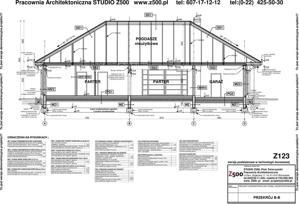 32 cm ocieplenie: styropianm20 do gruntu(cm)/ Styrodur 8.0 ściana z bloczków betonowych.0 MZ5 - ŚCIANA ZEW. GARAŻU NIE OCIEPLONA gr.cm tynk mineralny ściana:gazobeton/ceram.pustak szczelin. "U"(25cm).