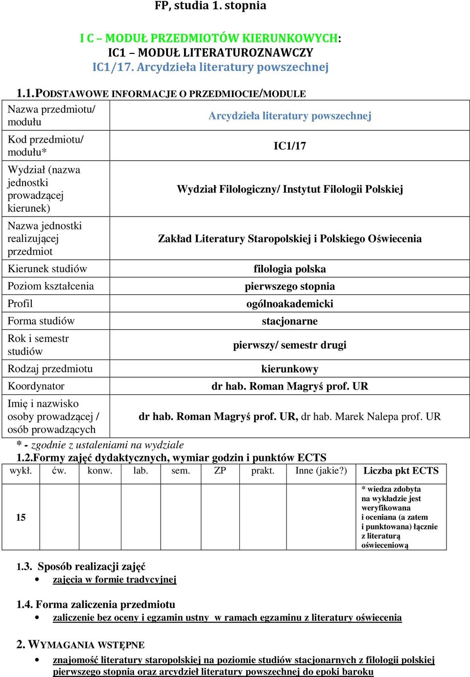 MODUŁ LITERATUROZNAWCZY IC1/