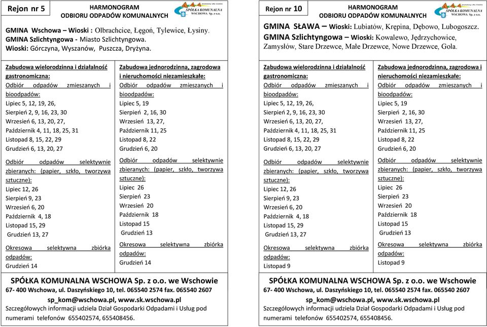 Październik 4, 18 Listopad 15, 29 Grudzień 13, 27 Grudzień 14 Lipiec 5, 19 Sierpień 2, 16, 30 Wrzesień 13, 27, Październik 11, 25 Listopad 8, 22 Grudzień 6, 20 Lipiec 26 Sierpień 23 Wrzesień 20