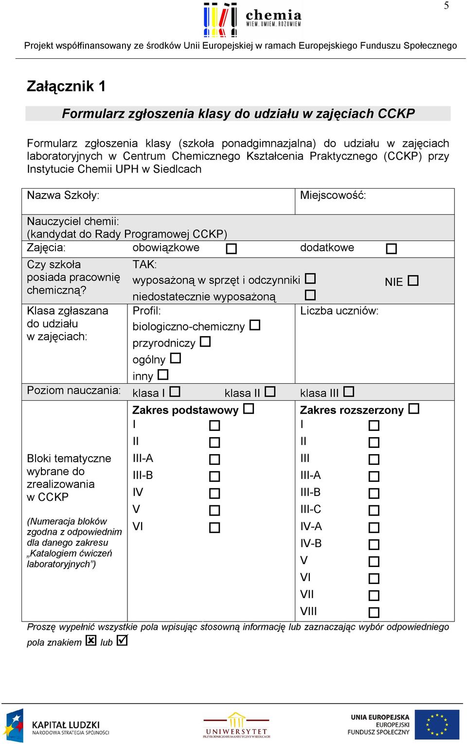 pracownię chemiczną?