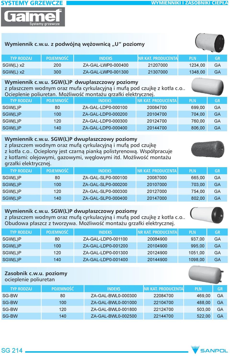 SGW(L)P 80 ZA-GAL-LDP0-000100 20084700 699,00 GA SGW(L)P 100 ZA-GAL-LDP0-000200 20104700 704,00 GA SGW(L)P 120 ZA-GAL-LDP0-000300 20124700 760,00 GA SGW(L)P 140 ZA-GAL-LDP0-000400 20144700 806,00 GA