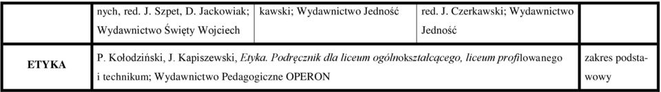 Jedność red. J. Czerkawski; Wydawnictwo Jedność ETYKA P.