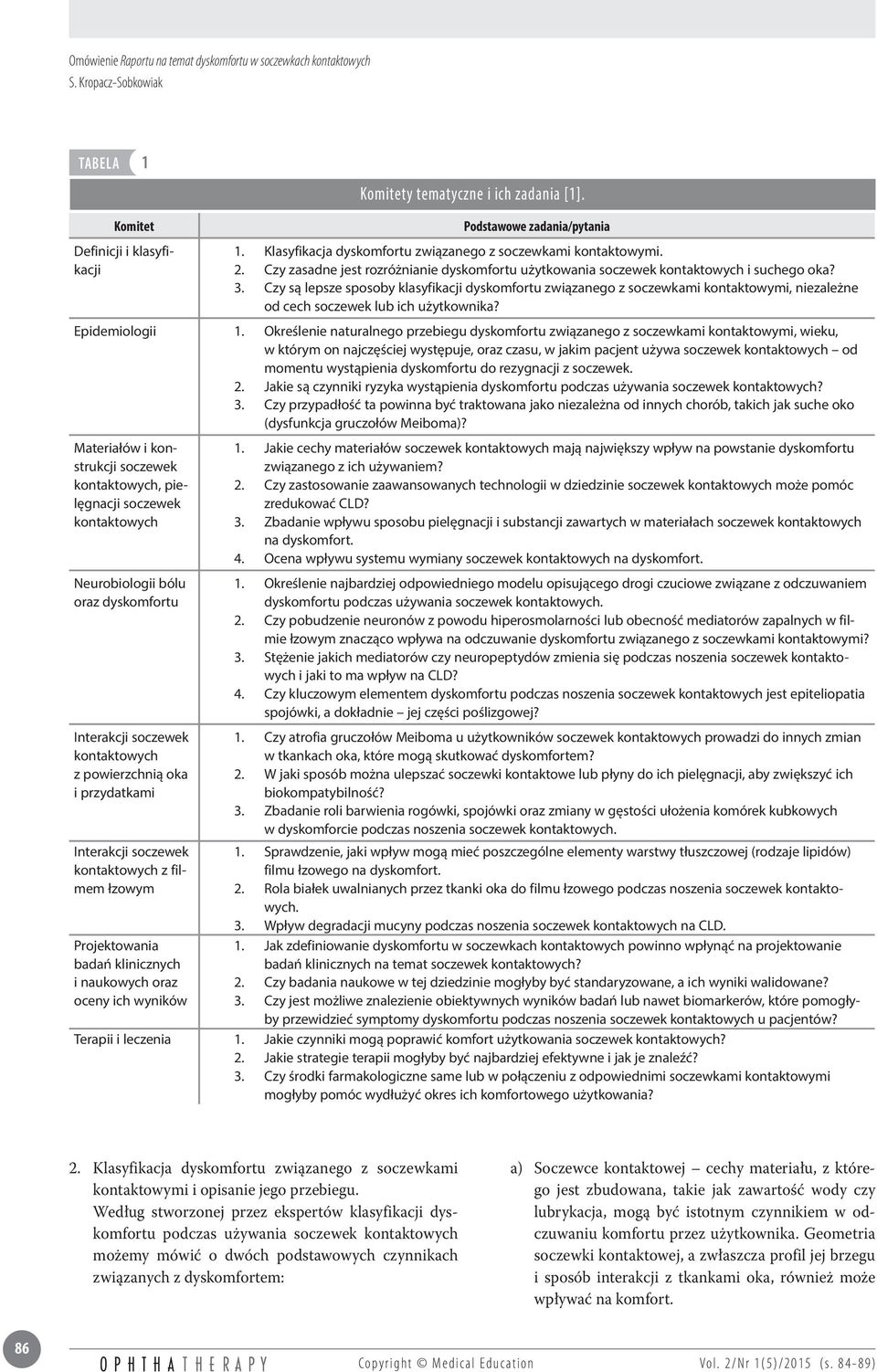 Czy są lepsze sposoby klasyfikacji dyskomfortu związanego z soczewkami kontaktowymi, niezależne od cech soczewek lub ich użytkownika? Epidemiologii 1.
