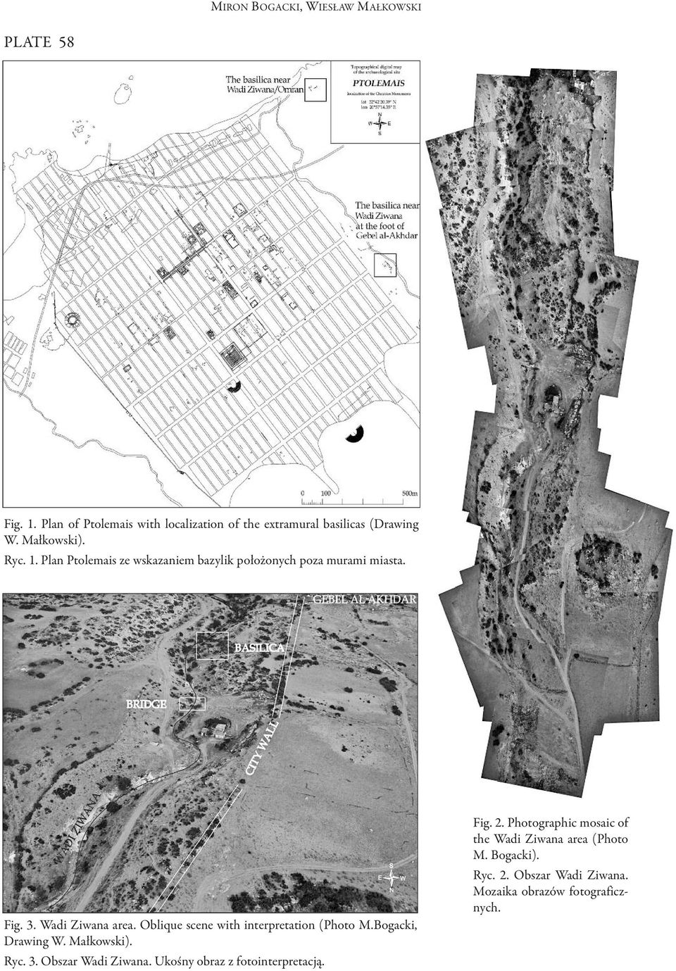 oblique scene with interpretation (Photo M.Bogacki, drawing W. Małkowski). ryc. 3. obszar Wadi Ziwana.
