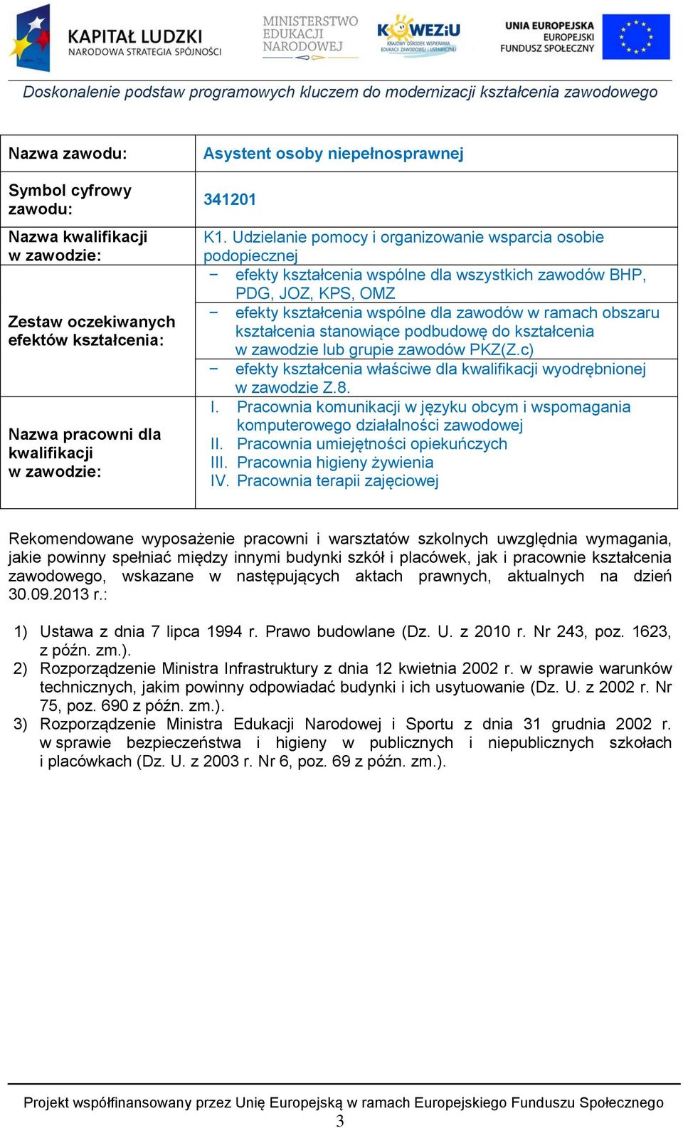 kształcenia stanowiące podbudowę do kształcenia w zawodzie lub grupie zawodów PKZ(Z.c) efekty kształcenia właściwe dla kwalifikacji wyodrębnionej w zawodzie Z.8. I.