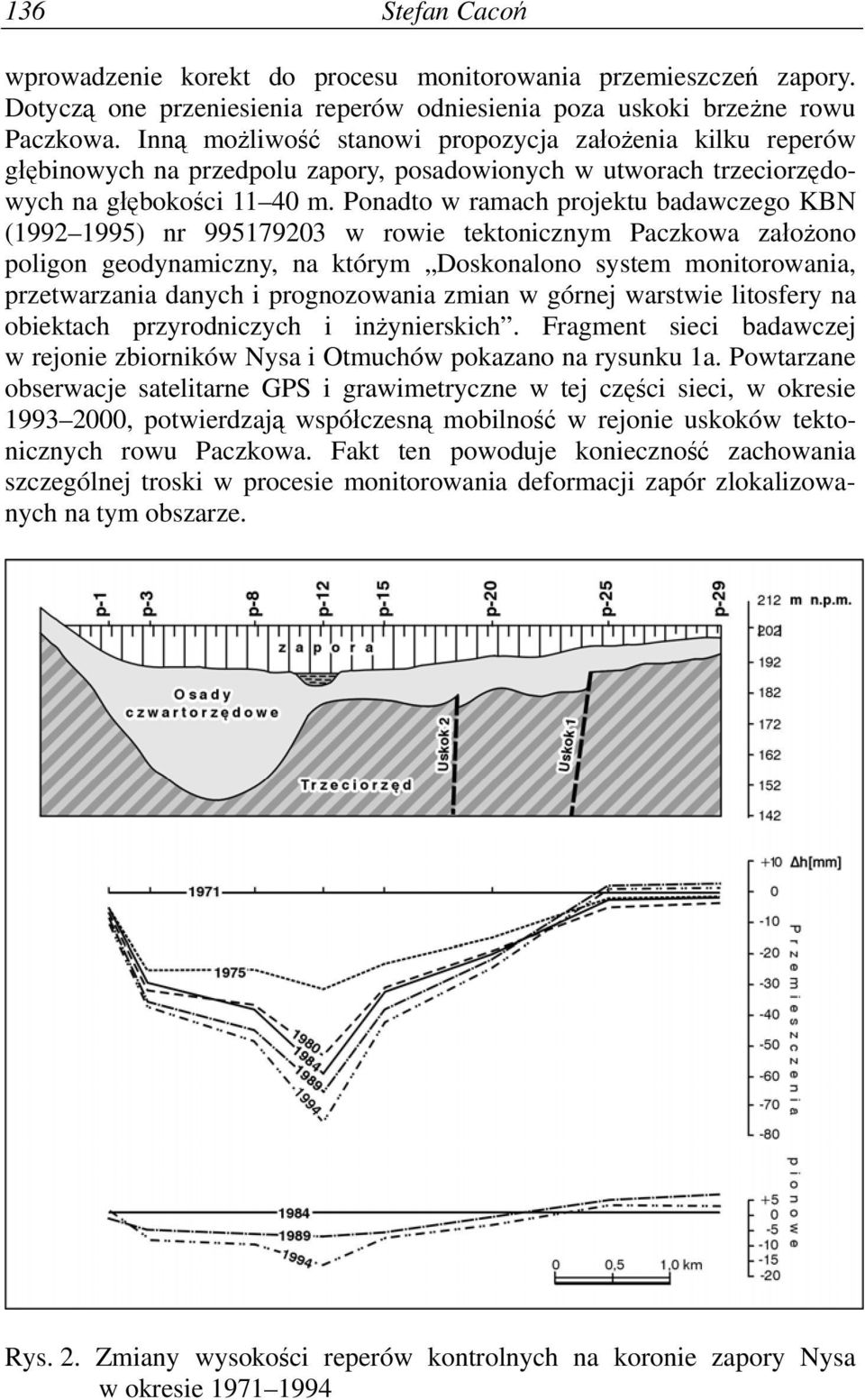 Ponadto w ramach projektu badawczego KBN (1992 1995) nr 995179203 w rowe tektoncznym Paczkowa założono polgon geodynamczny, na którym Doskonalono system montorowana, przetwarzana danych prognozowana