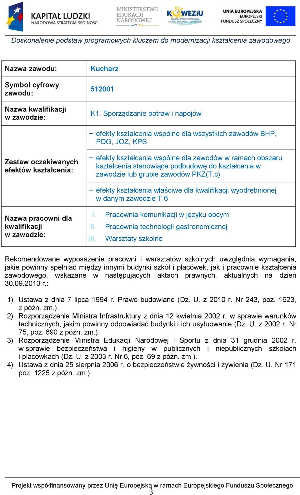 kształcenia stanowiące podbudowę do kształcenia w zawodzie lub grupie zawodów PKZ(T.c) efekty kształcenia właściwe dla kwalifikacji wyodrębnionej w danym zawodzie T.
