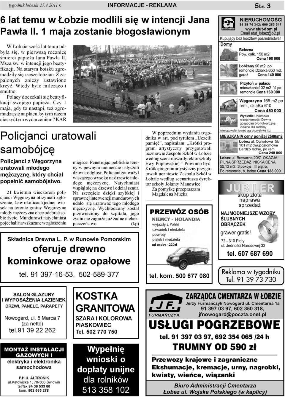 Z zapalonych zniczy ustawiono krzy. Wtedy by³o milcz¹co i smutno. Polacy doczekali siê beatyfikacji swojego papie a.